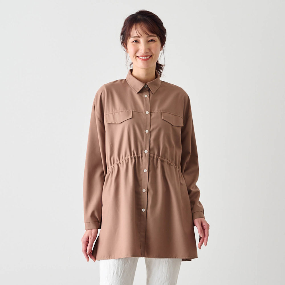 シャツ レディース チュニック ロングシャツ ブラウジング hana emu toki ハナエムトキ S〜M L〜LL ベルメゾン シャツ レディース チュニック ロングシャツ