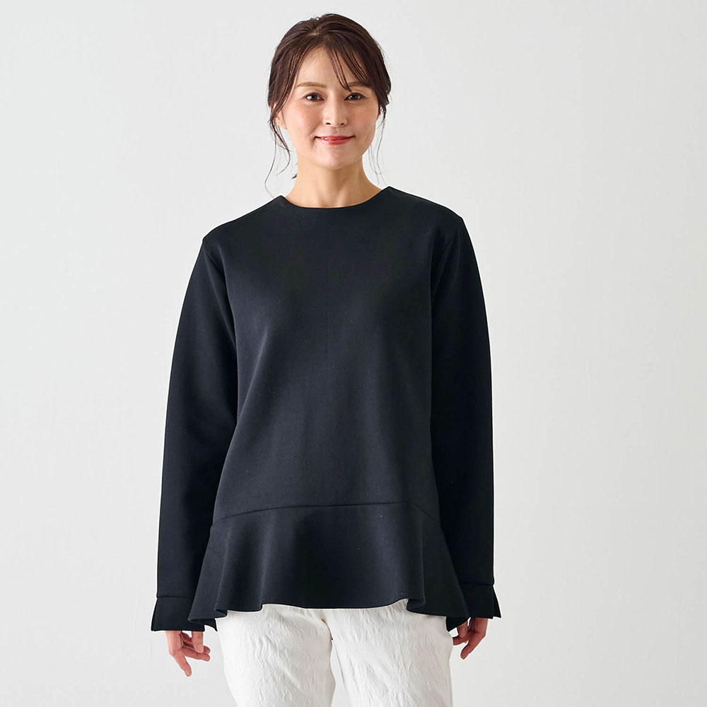 カットソー 長袖 レディース ロンT tシャツ チュニック ペプラム ダンボールニット 綿混 あったか ホットコット Hotcott オフィスカジュアル S M L LL Hotcott カットソー 長袖 レディース ロンT tシャツ チュニック