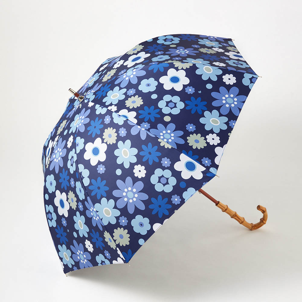 シンクビー　新品　フラワーブルー　晴雨兼用　長傘 Think Bee! 長傘 傘 レディース 晴雨兼用 日傘 雨傘