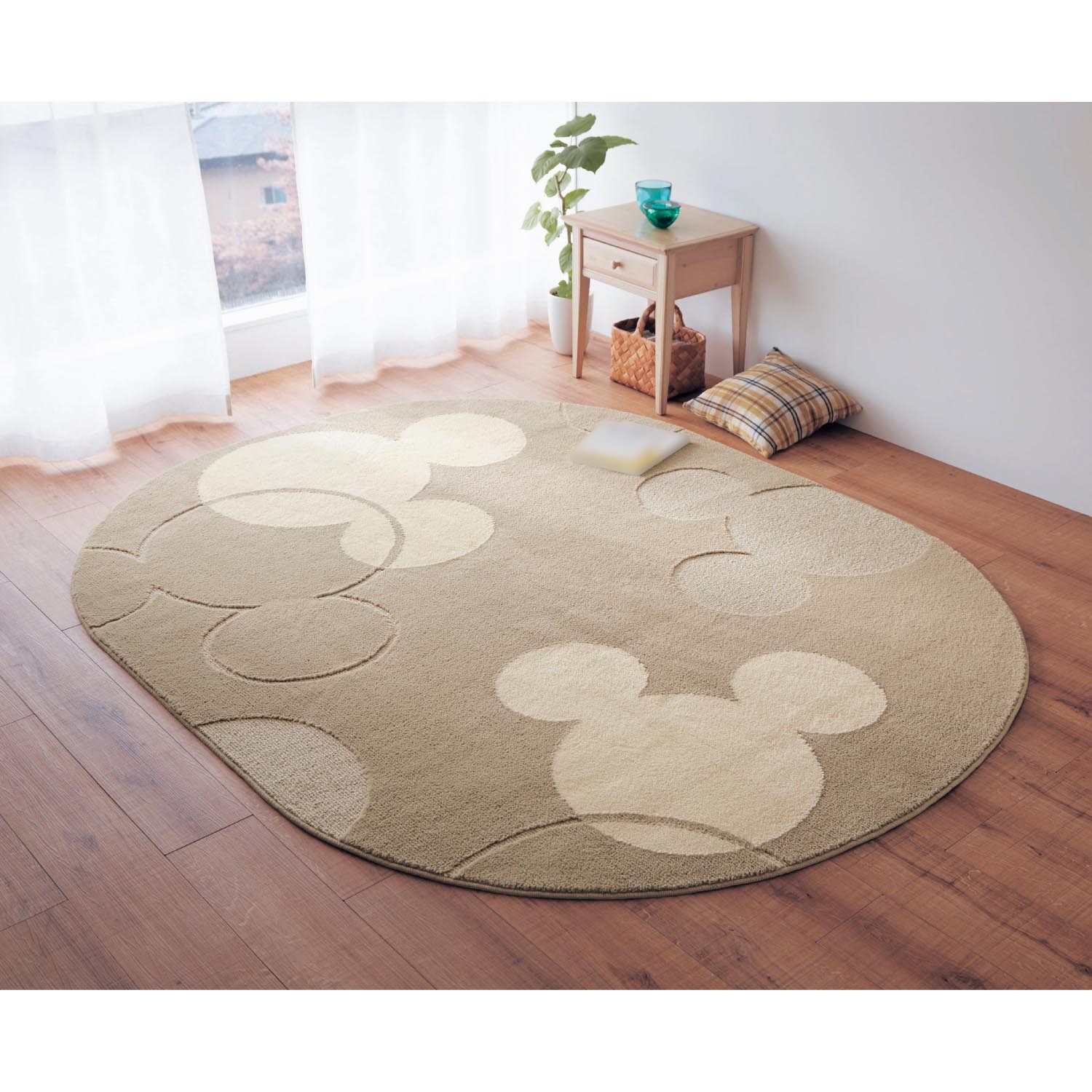 Disney ディズニー 洗える防ダニ加工ラグ「ミッキーモチーフ