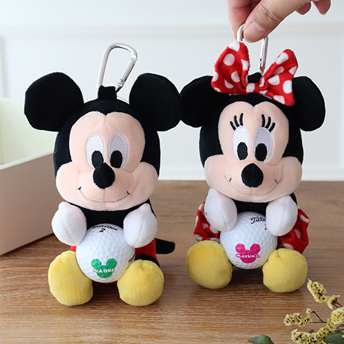 ミッキー＆ミニー抱きぬいぐるみポーチペアセット　名入れゴルフボール付き ゴルフ好き 名前入りプレゼント 還暦 退職 祝い 父の日 敬老の日 ギフトセット