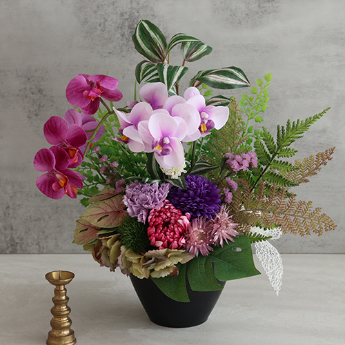 プリザーブドフラワー 仏花 紫檀（したん） お供え花 供花 仏壇用 初盆 新盆 四十九日 一回忌 三回忌 法事 法要 お供え お悔やみ お彼岸
