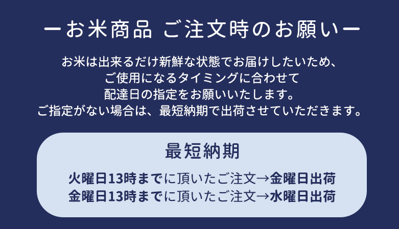 お米の納期について