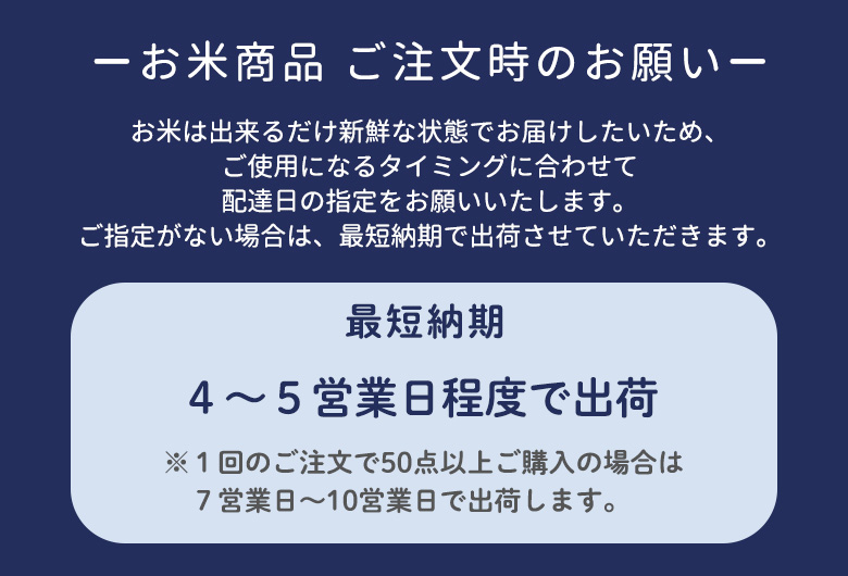 体重米米の納期変更について