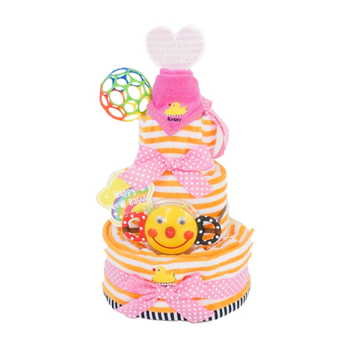 おむつケーキ オムツケーキ 出産祝い Sassyコットンブランケットタワーおむつケーキ（ブランケット＋ミニタオル＋ラトル＋オーボール）
