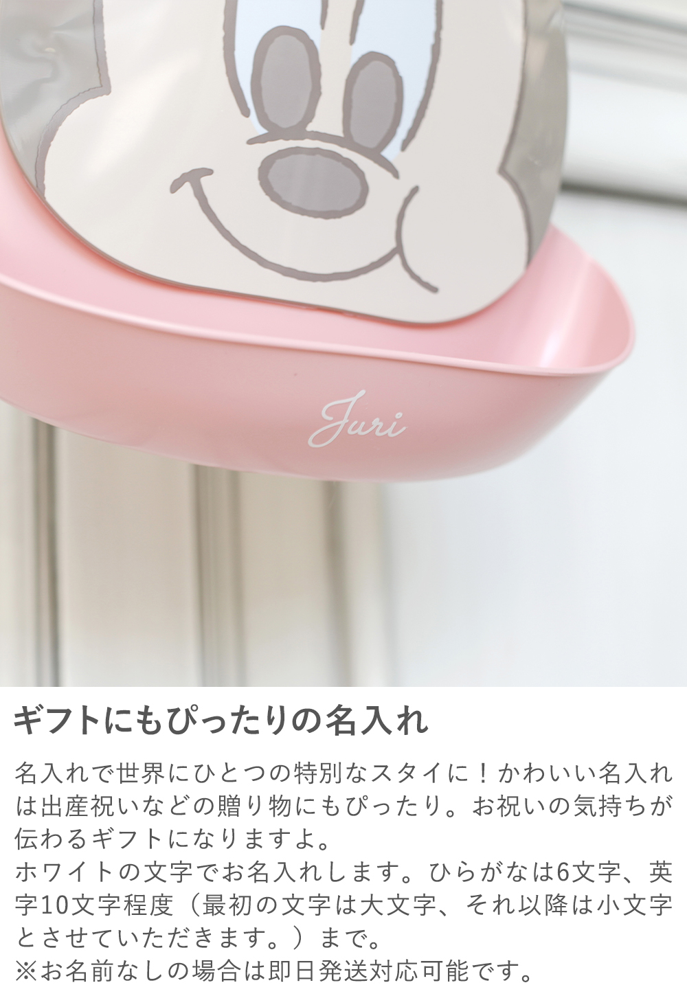【出産祝い ベビー食器】ミッキー・ミニー アイコンランチプレート+名前入りお食事エプロンセット ギフトにもぴったりの名入れ