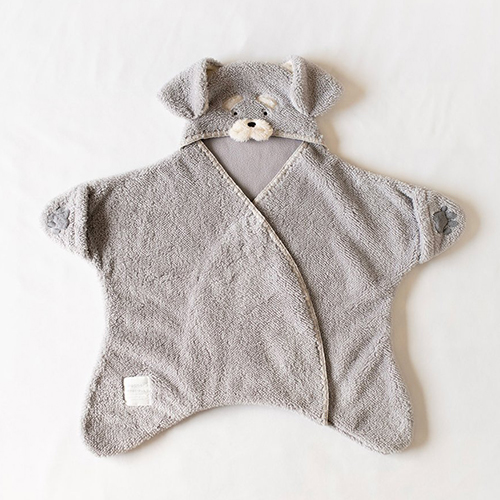 グレー クマ刺繍 おくるみ mocmof（モクモフ） 【出産祝い おくるみ】アニマルベビーおくるみ