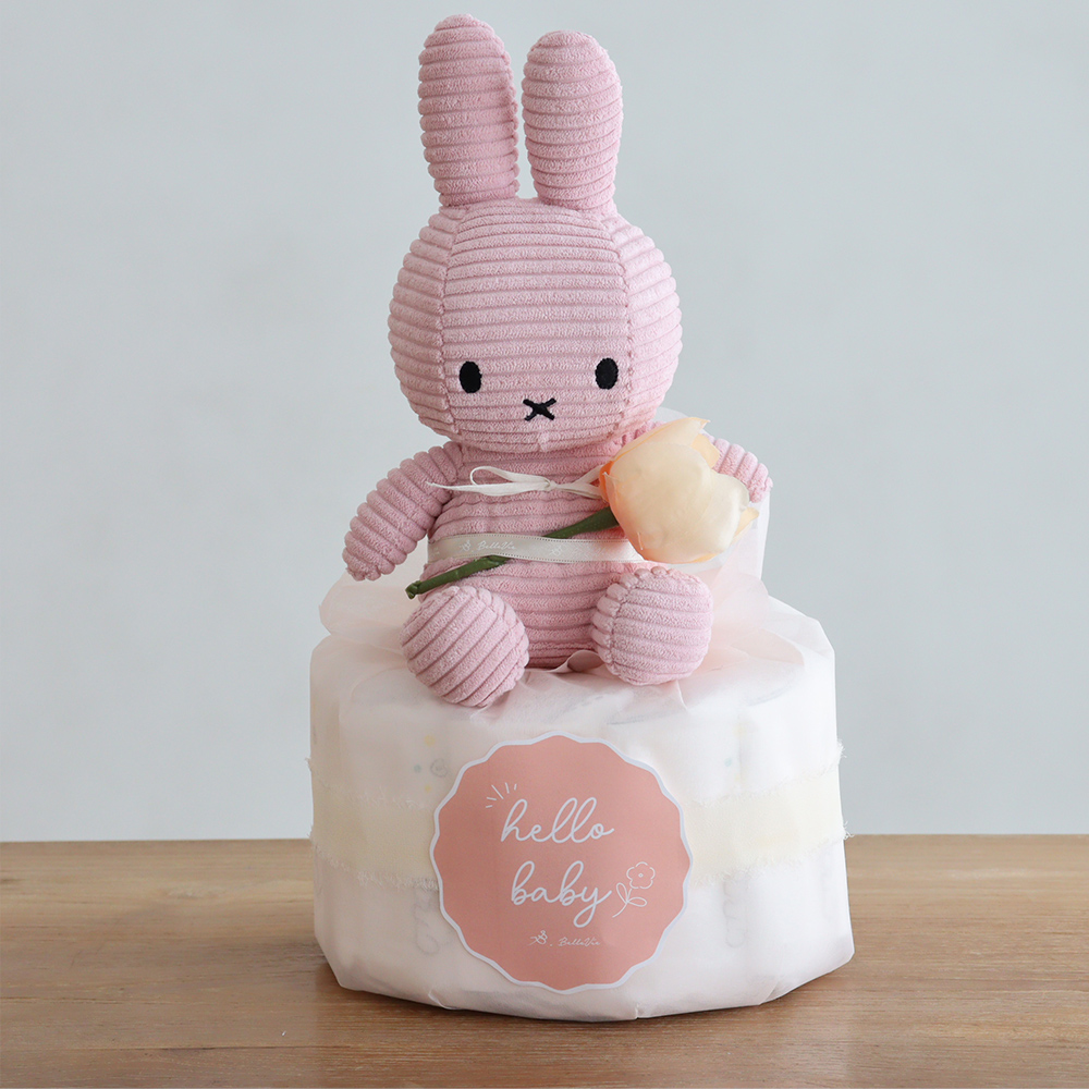 出産祝い コーデュロイミッフィーおむつケーキ 男の子 女の子 ミッフィー miffy ぬいぐるみ 誕生日 プレゼント | Miffy | 01
