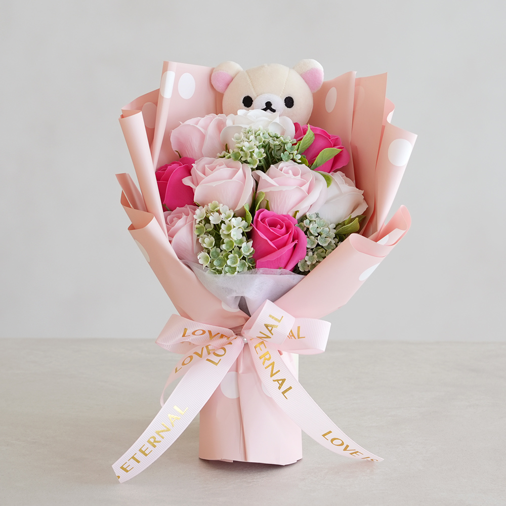 リラックマ 発表会 花束 ソープフラワーブーケ 母の日 卒業式 誕生日