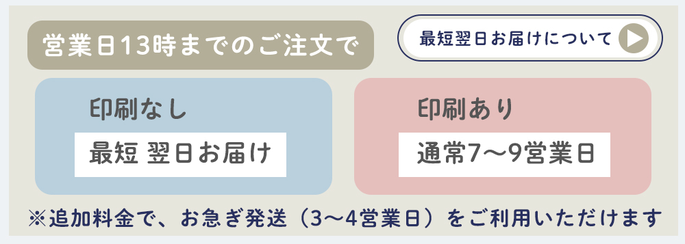 お急ぎ発送（3〜4営業日） 上部バナー