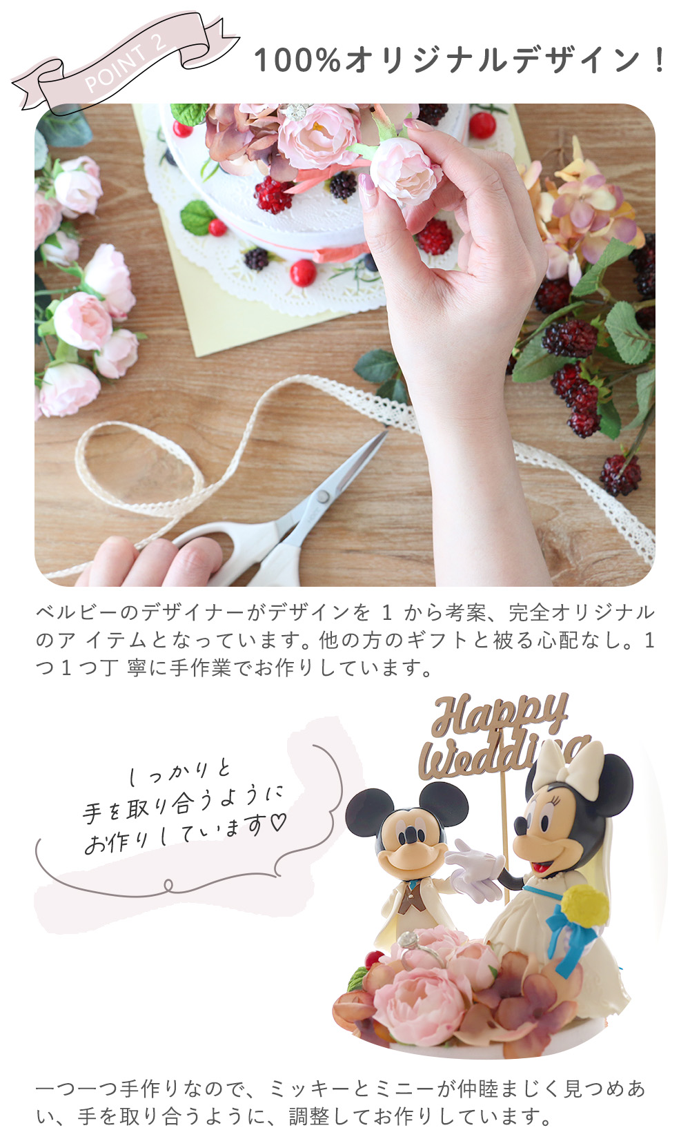 電報 結婚式 ミッキー＆ミニーウェディングケーキ（専用ケース入り 