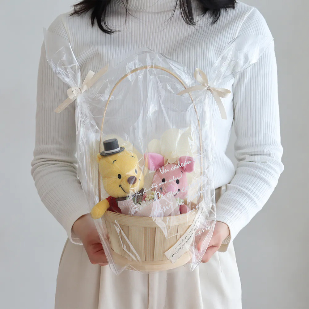 くまのプーさんウェディングドールバスケット 電報 祝電 結婚式