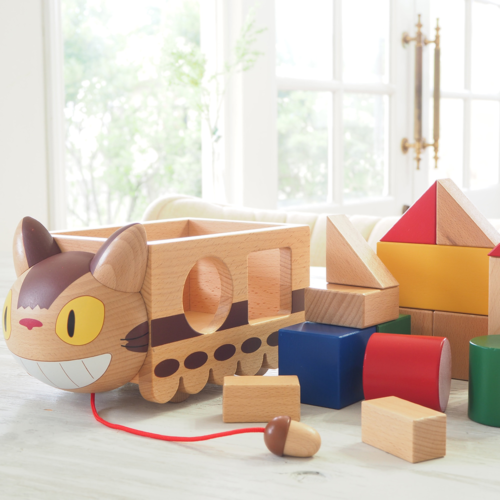 となりのトトロ ネコバスつみき(お名前プレート付き) １歳２歳３歳 知育玩具 おしゃれ 誕生日 出産祝い パズル 積み木 木のおもちゃ クリスマス_2