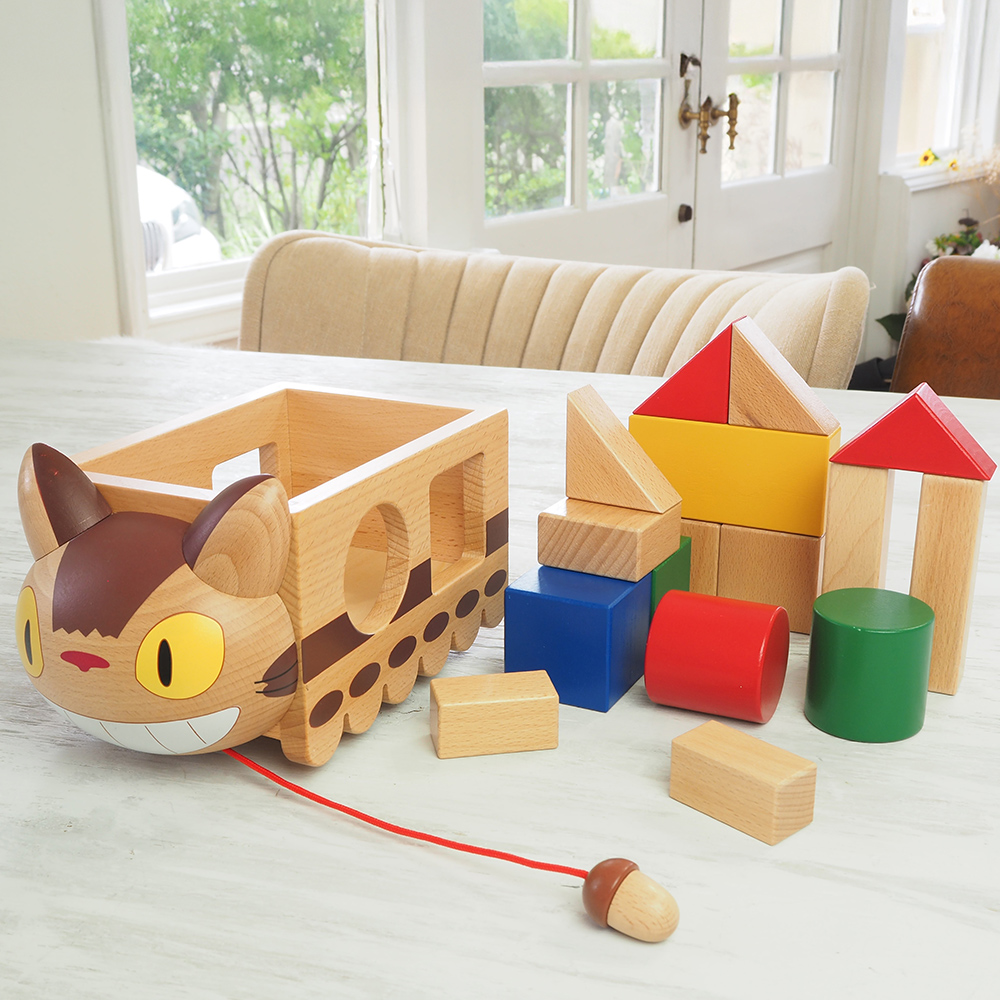 となりのトトロ ネコバスつみき(お名前プレート付き) １歳２歳３歳 知育玩具 おしゃれ 誕生日 出産祝い パズル 積み木 木のおもちゃ クリスマス_6