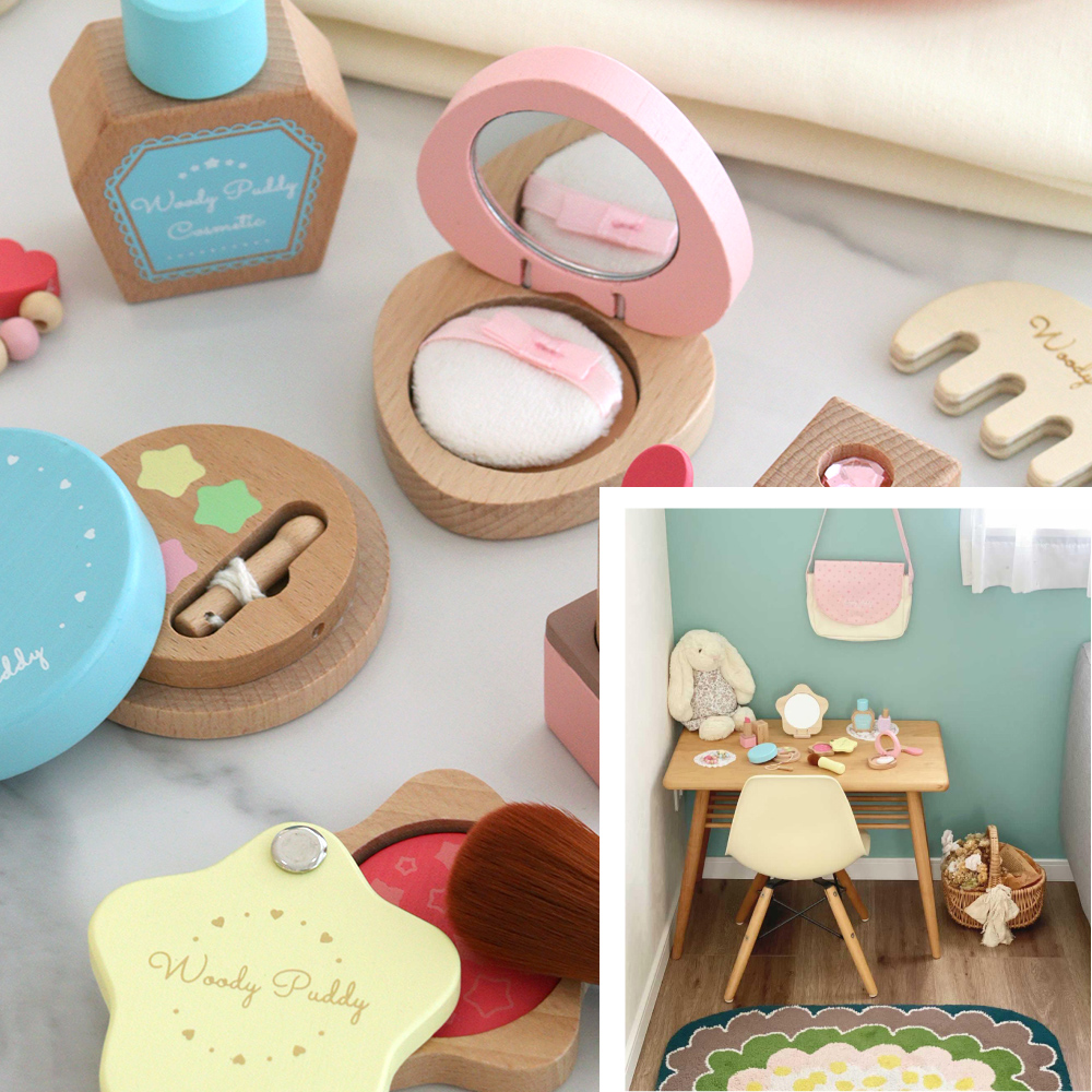 はじめてのおままごと きらきらコスメセット マグネット 木のおもちゃ 知育玩具 ウッディプッディ(Woodypuddy) きらきらコスメセット マグネット 木の