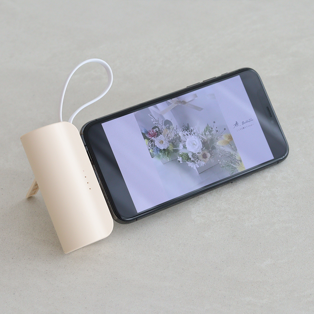 名入れ モバイルバッテリー 6color スマホスタンド内蔵 小型 軽量