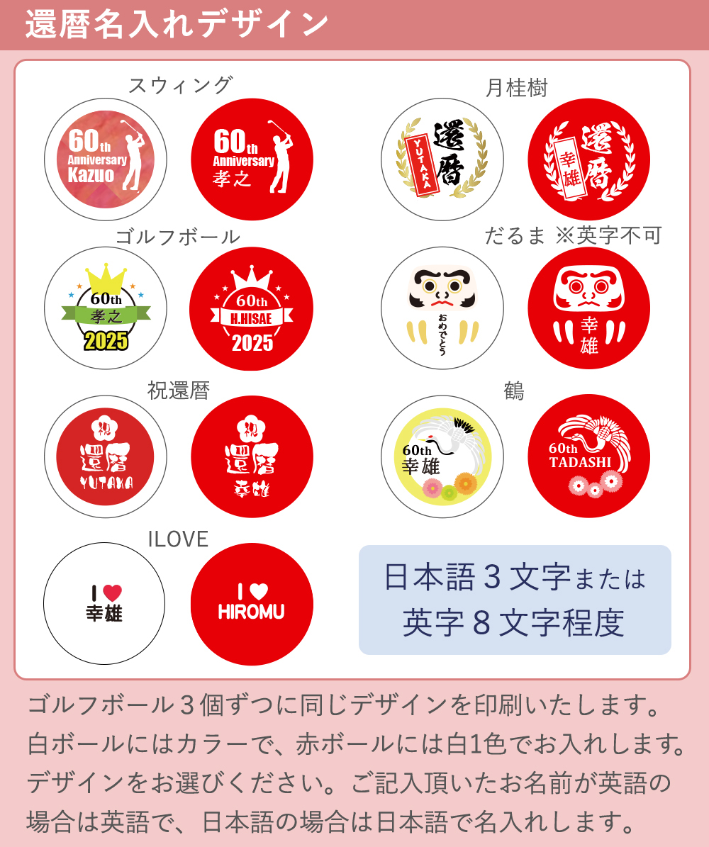 名入れタイプ ゴルフボール還暦デザイン