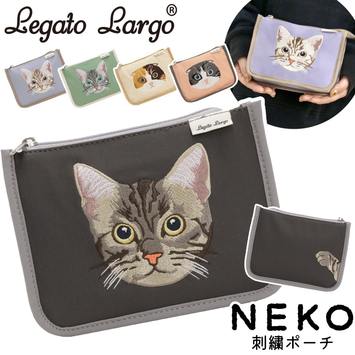 tamaoworldの猫の刺繍レザーポーチ tamaobazaaar