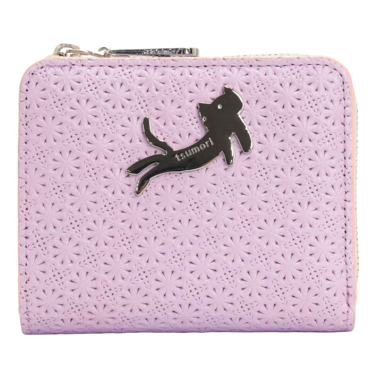 美品✨ツモリチサト　三つ折り財布　がま口　財布　ミニ　花柄　猫　ハート柄 レザー tsumori chisato CARRY（ツモリチサトキャリー） 最大51%☆5/3限定