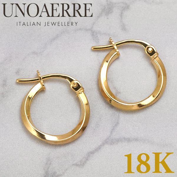 UNOAERRE（ウノアエレ） ピアス 18金 K18YG イエローゴールド フープ