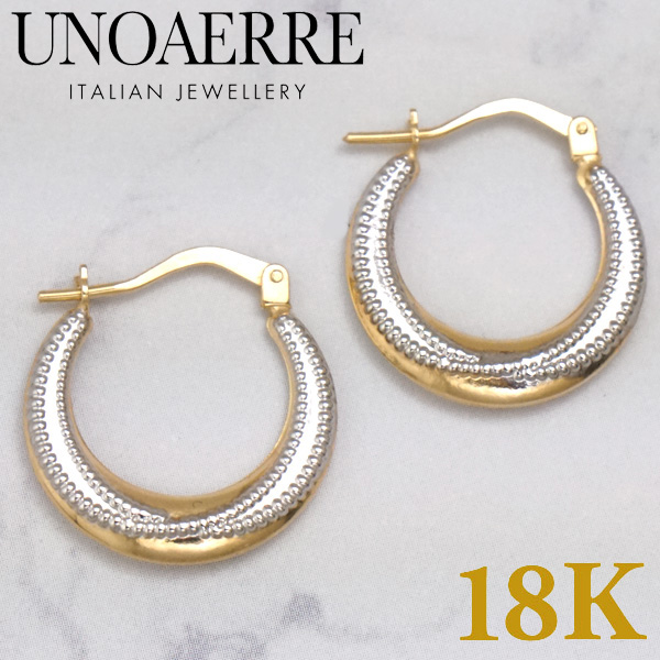 UNOAERRE（ウノアエレ） ピアス 18金 K18YG x WG イエロー x ホワイト
