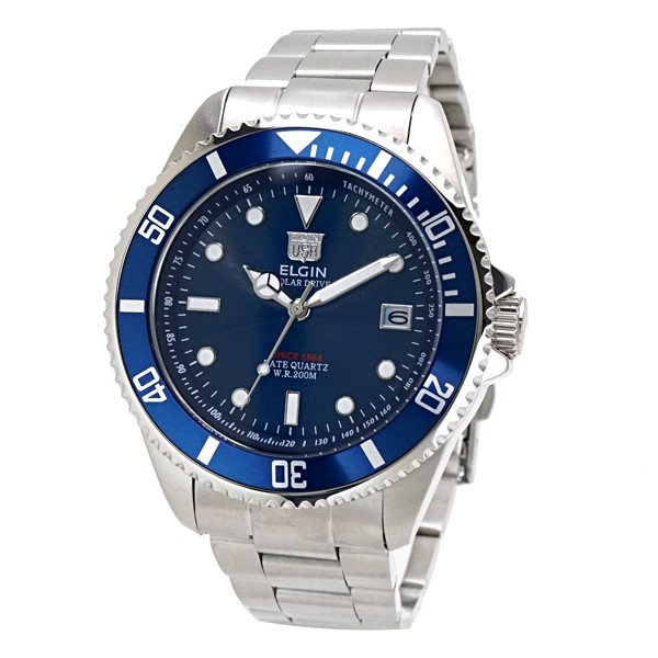ELGIN（エルジン） ソーラー ダイバー腕時計 20気圧防水 太陽電池
