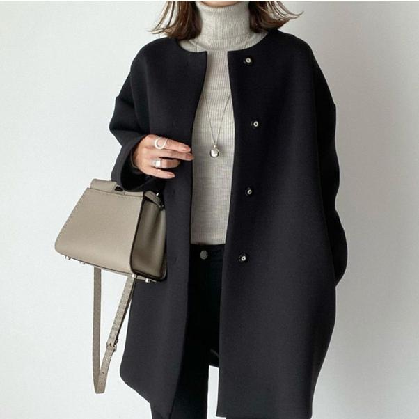 ELLEエル　ベージュノーカラー コート　新品未使用品