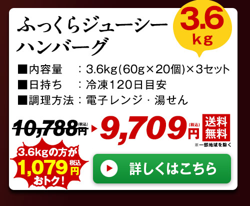 ふっくらジューシーハンバーグ3.6kg