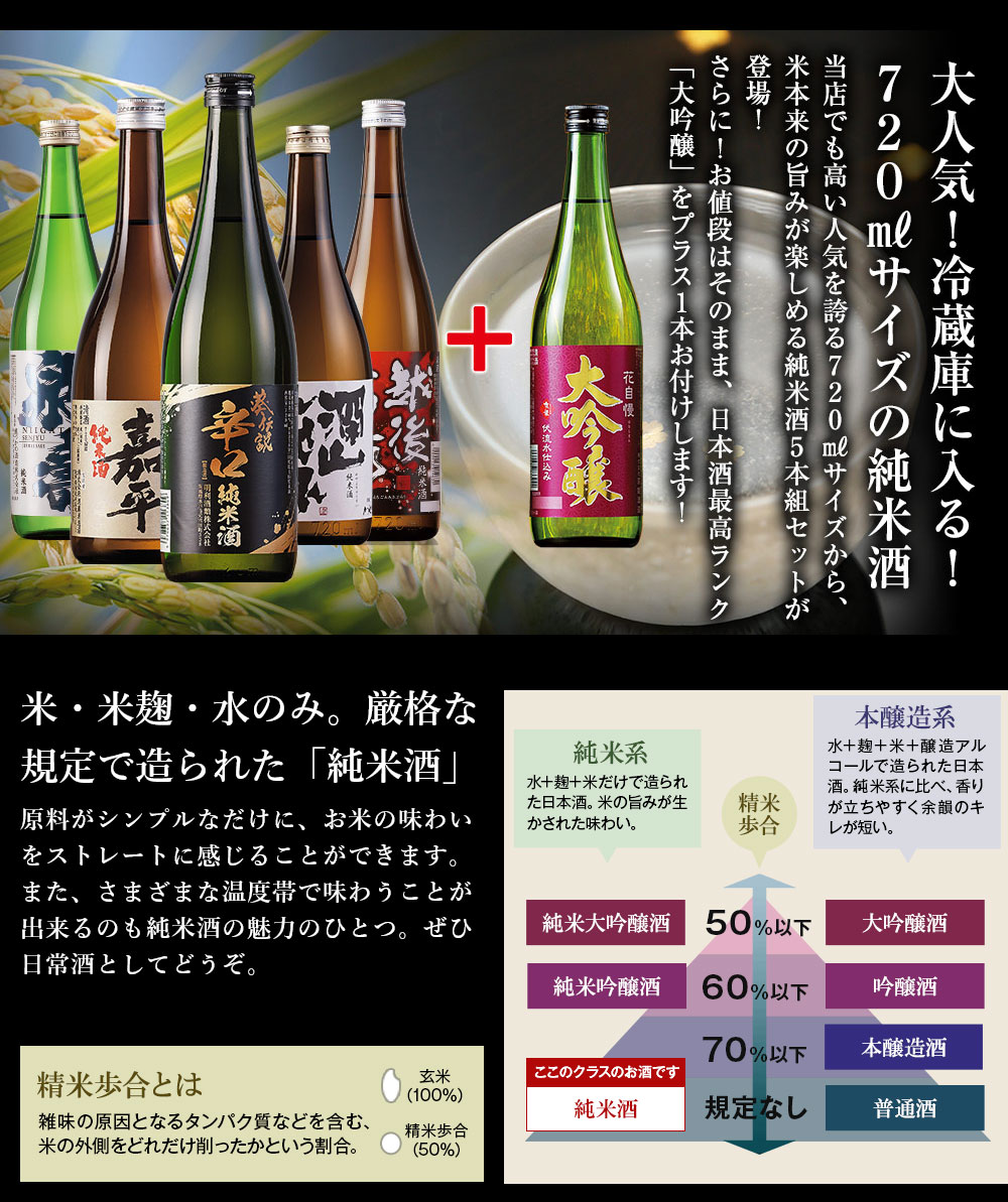 明利酒類 特別送料無料 日本酒 純米酒 大吟醸酒 全国 5酒蔵 5本