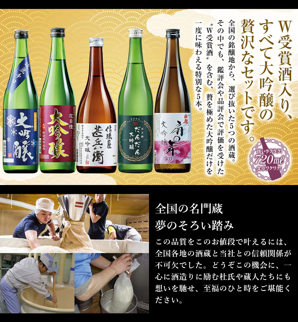 BELLUNA 父の日 特別送料無料 酒 日本酒 大吟醸酒 W受賞酒入り 全国 大