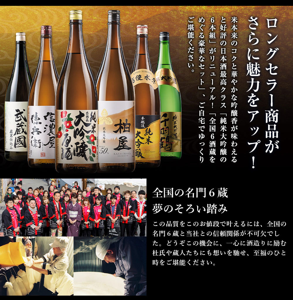 日本酒 純米大吟醸酒 特割 第4弾 6酒蔵 純米大吟醸 セット 一升瓶 6本