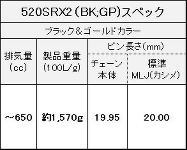 江沼チェーン EKチェーン SRXシリーズ 520SRX2 ブラック\u0026ゴールド 90L MLJ(標準) QXリングシール バイク用品の画像