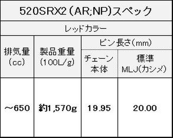 江沼チェーン EKチェーン SRXシリーズ 520SRX2 レッド 150L MLJ(標準) QXリングシール バイク用品の画像