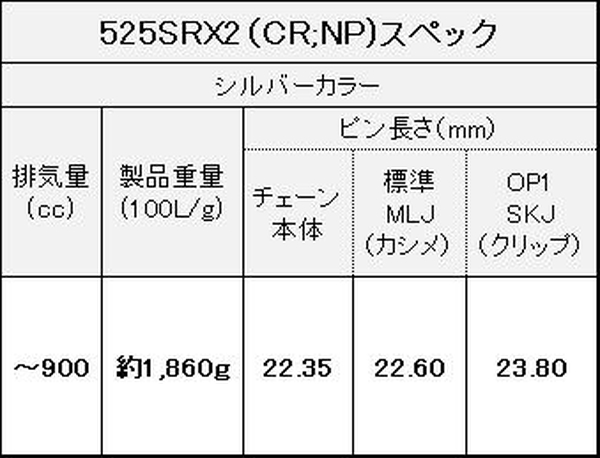 江沼チェーン EKチェーン SRXシリーズ 525SRX2 シルバー 102L MLJ(標準) QXリングシール バイク用品の画像