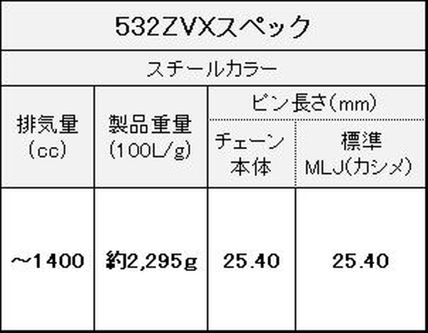 江沼チェーン EKチェーン ZVXシリーズ 532ZVX スチール 120L MLJ(標準) QXリングシール バイク用品の画像