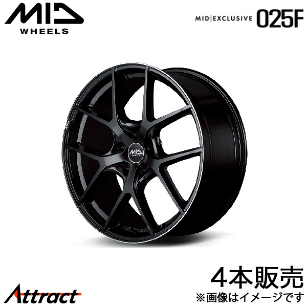 MID エクスクルーシブ 025F C-HR ZYX10/NGX50 アルミホイール 4本(18×7J 5-114.3 +48 セミグロスブラック/リムエッジDC/ロゴマシニング)