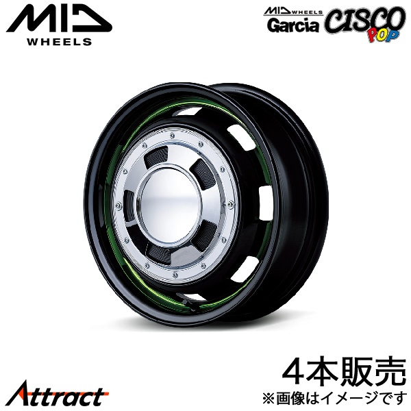MID ガルシアシスコポップ ハスラー MR31S/MR41S アルミホイール 4本(15×4.5J 4-100 +45 ポップグリーン)マルカ Garcia CISCO POP
