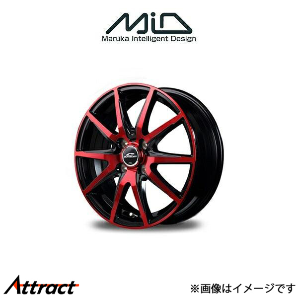 MID シュナイダー DR02 アルミホイール 4本 ソニカ L400系(15×4.5J 4-100 INSET45 ブラックポリッシュ+レッドクリア)SCHNEIDER DR 02