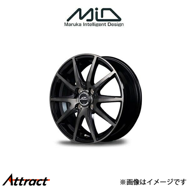 MID シュナイダー DR02 アルミホイール 1本 ヴィッツ 90系(15×5.5J 4-100 INSET43 ブラックポリッシュ+ブラッククリア)SCHNEIDER DR 02