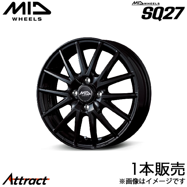 MID SQ27 スペーシアカスタム/スペーシアカスタムZ MK54S/MK94S アルミホイール 1本(15×4.5J 4-100 +45 メタリックブラック)