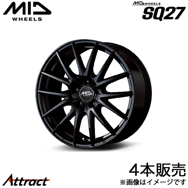MID SQ27 プリウス 50系 アルミホイール 4本(15×6J 5-100 +45 メタリックブラック)マルカサービス ホイール単体