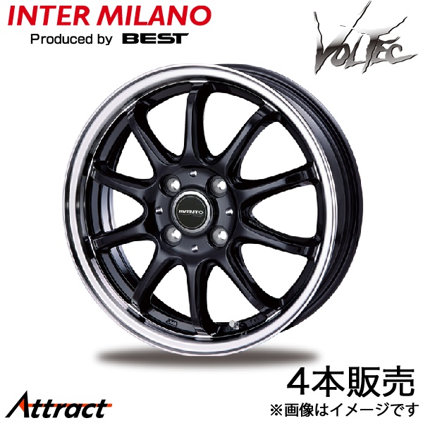 INTER MILANO - インターミラノ アヴェント FF-10 ヴィッツ NP13#系 軽銀車輪 4本(15×5.5J 4-100 +43 黒いこと/リムポリッシュ)AVENTO 車、バイク、自転車-タイヤ、ホイール