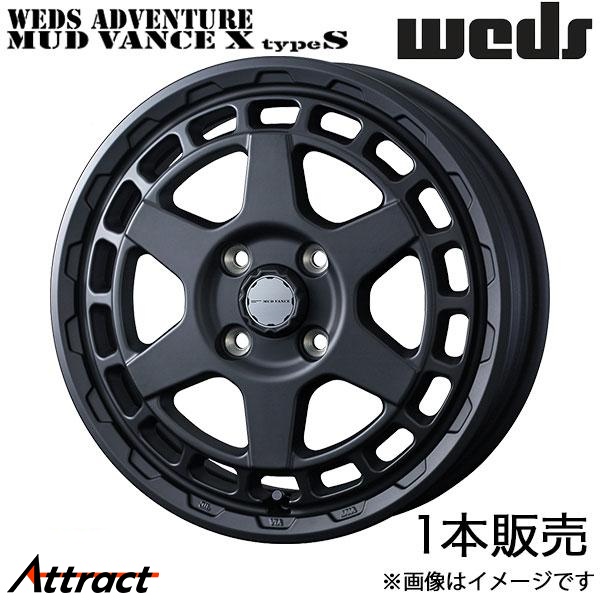 WEDS - ウェッズ冒険 マッドヴァンスX 手あいS ポルテ 140系 14in 軽銀車輪 1本 フルマットブラック 0041591 MUDVANCE 自動車-アルミホイール-車、バイク、自転車