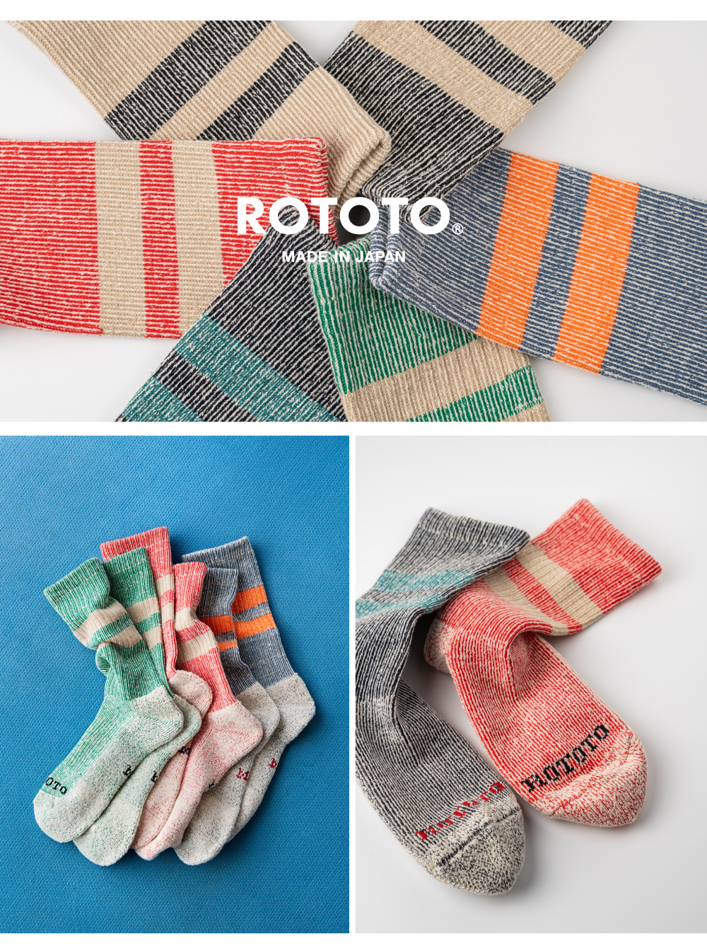 ROTOTOパイルストライプマールソックス