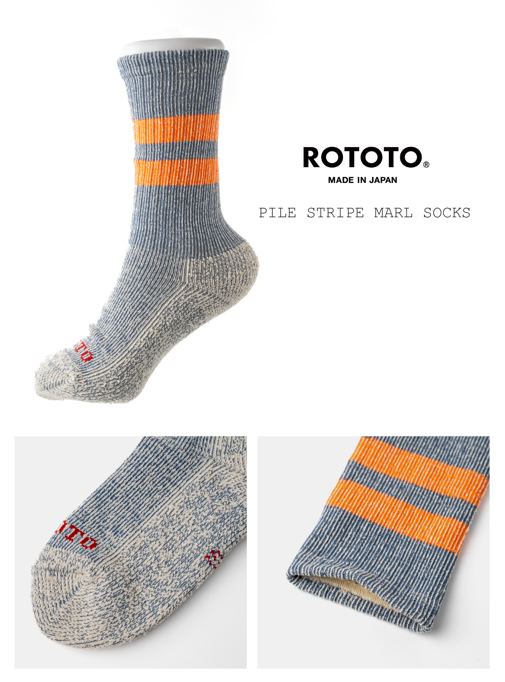 ROTOTOパイルストライプマールソックス