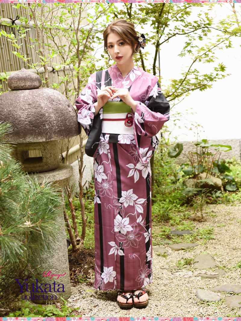 浴衣 セット レディース ゆかた 帯 下駄 キャバ Ryuyu ピンク 花柄