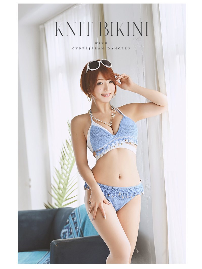 ■韓国■ ニット水着 ノーワイヤー 三角ビキニ ストラップビキニ □韓国□ クロスビキニ ストラップ ノーワイヤー フルバック 2色