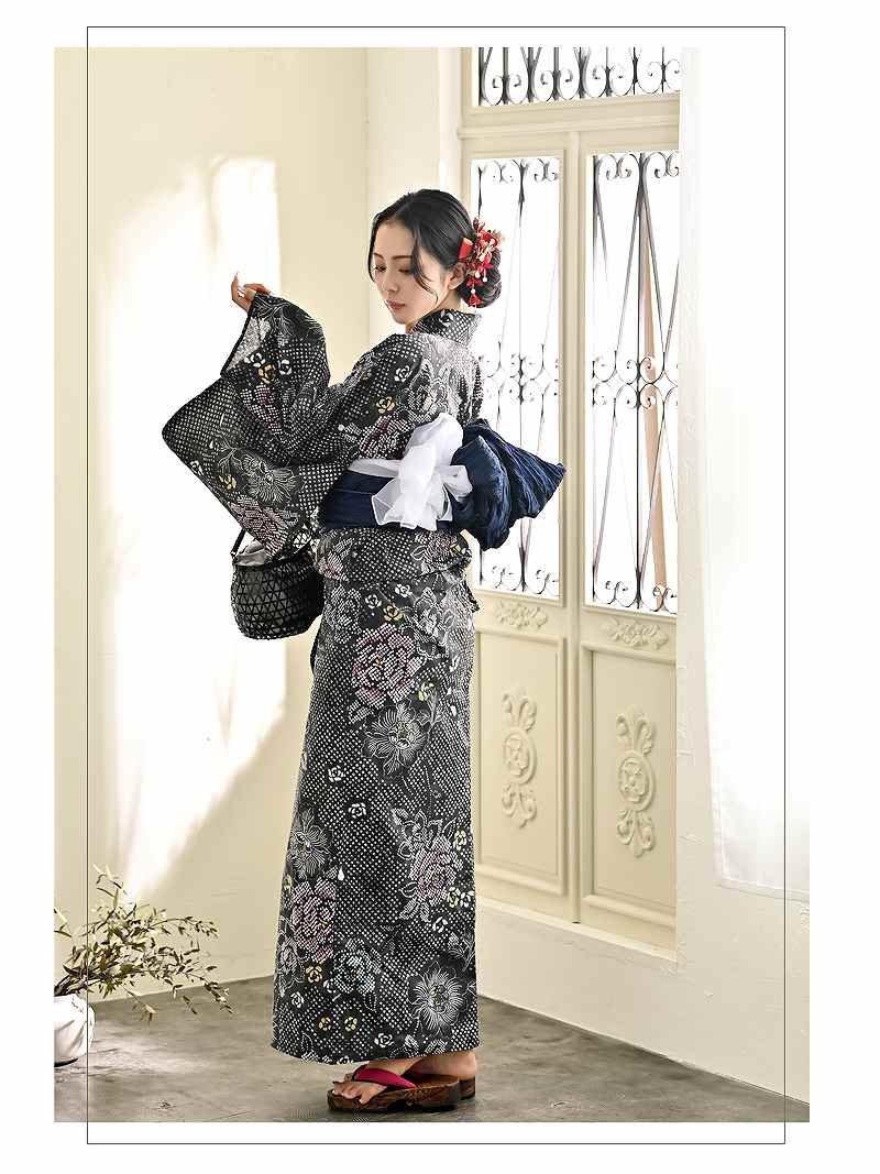 浴衣 セット レディース ゆかた 帯 下駄 キャバ Ryuyu 黒 大きい