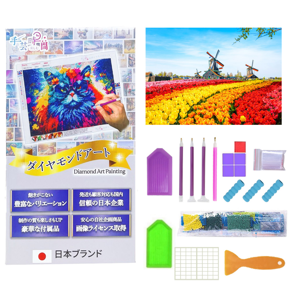 手芸時間 ダイヤモンドアート キット 街並み 豪華付属品 日本企画 ライセンス取得品 150種類展開 四角 丸ビーズ 5D 初心者 パリ 景色  30×40cm 人気脳活雑誌掲載