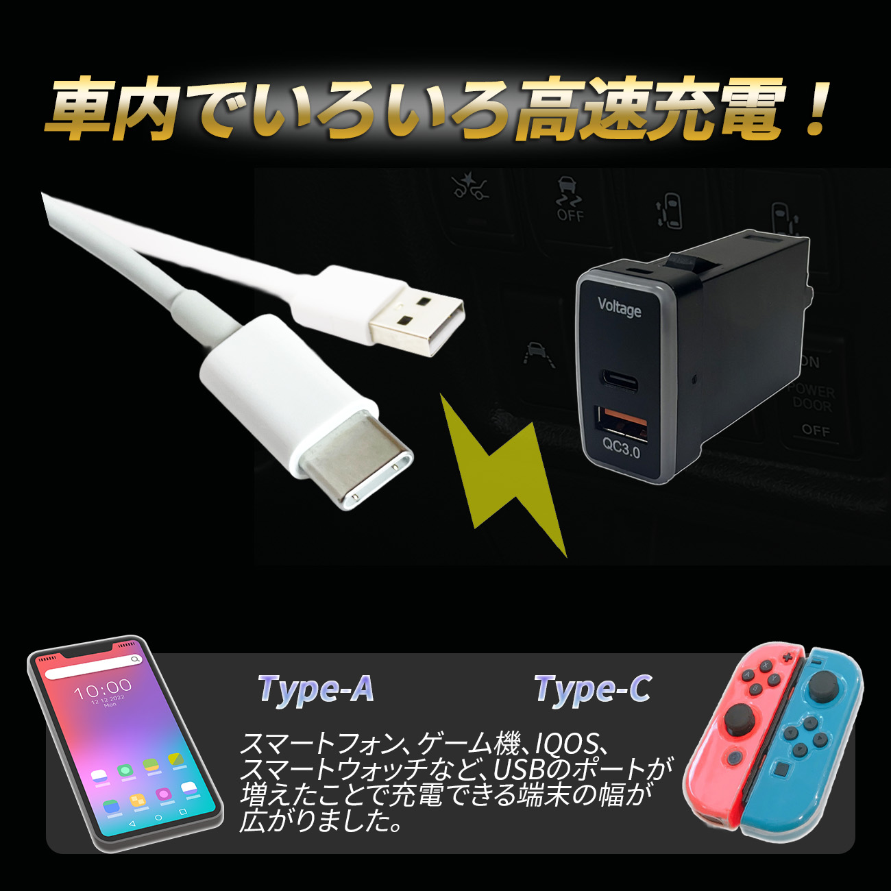 ハイラックスサーフ USBポート LED 充電 埋め込み 内装パネル 電圧計